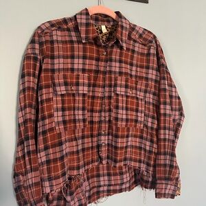 Pilcro Red and Brown Plaid Shirt